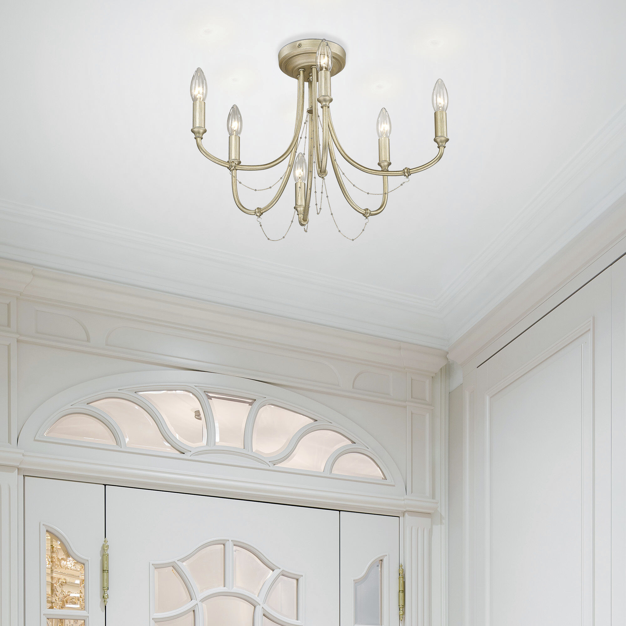 Kamila 6 Light 21 inch White Gold Semi-flush Ceiling Light